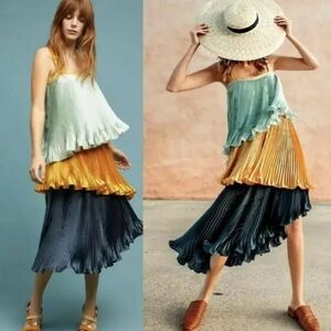 Anthropologie Guapa Pleated Color Block Dress